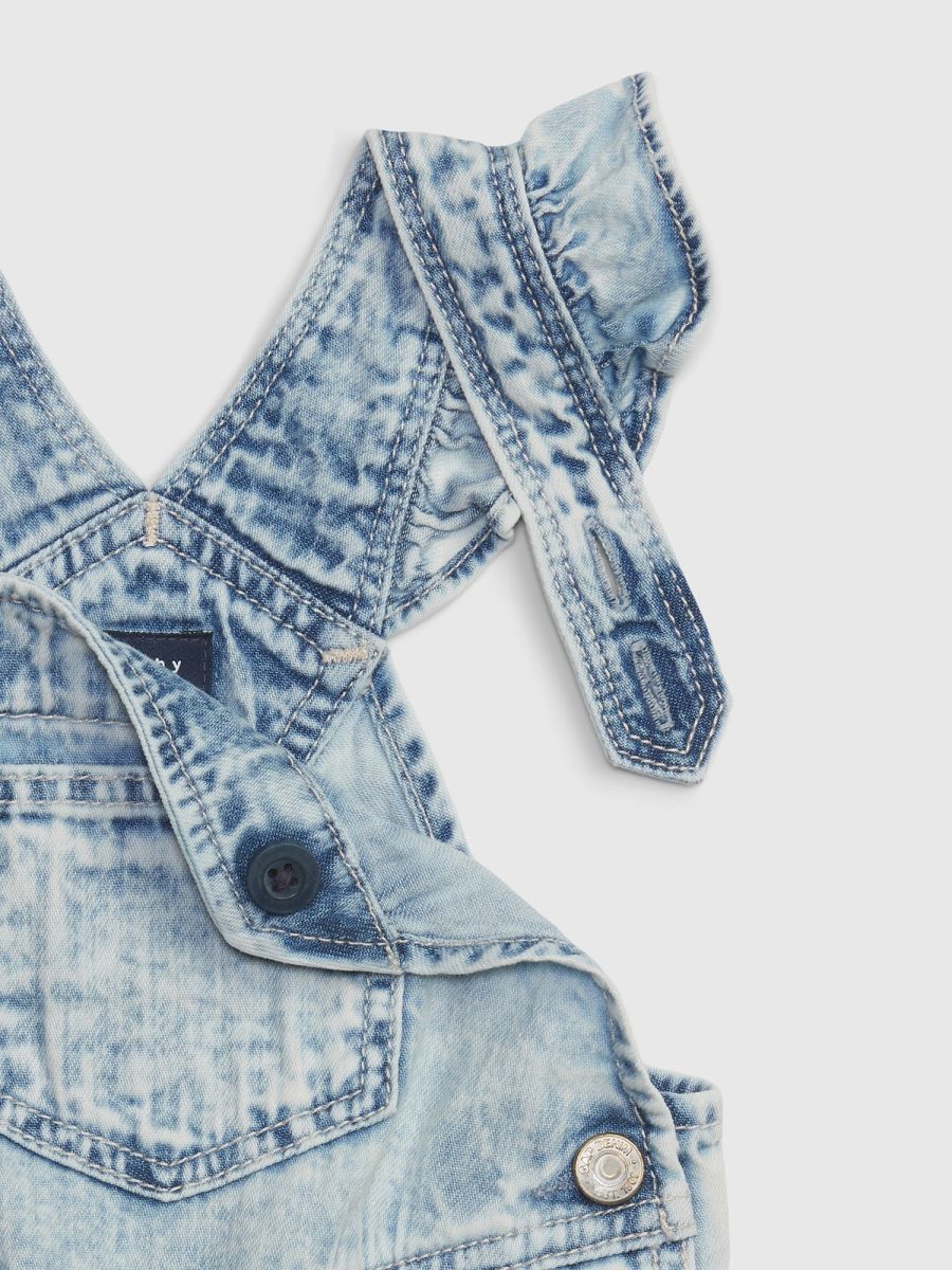 Μπλε Βρεφικό 100% Οργανικό Βαμβάκι Ruffle Denim Σαλοπέτα Σορτς με Washwell