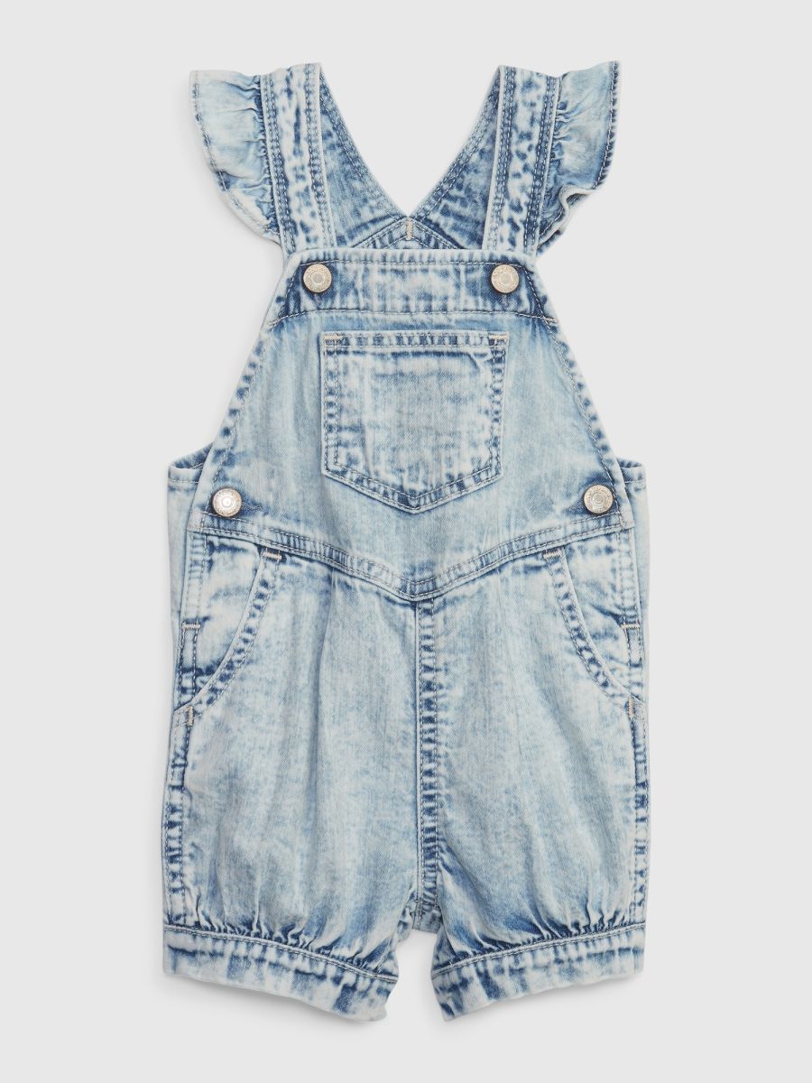 Μπλε Βρεφικό 100% Οργανικό Βαμβάκι Ruffle Denim Σαλοπέτα Σορτς με Washwell
