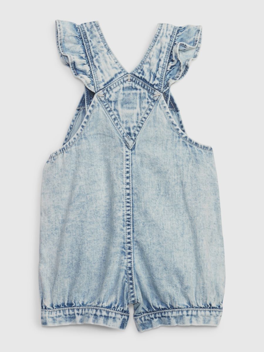 Μπλε Βρεφικό 100% Οργανικό Βαμβάκι Ruffle Denim Σαλοπέτα Σορτς με Washwell