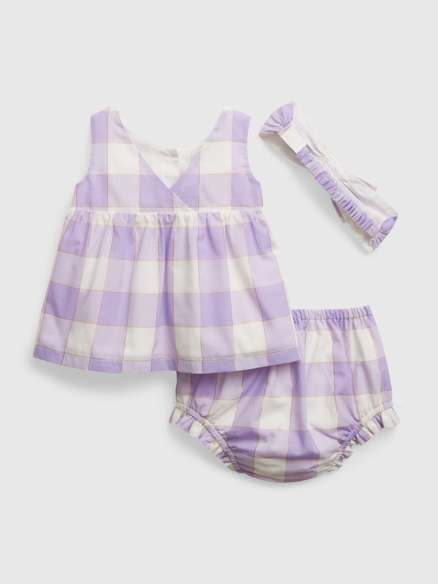 Μωβ Βρεφικό Shiny Gingham Σύνολο Σετ