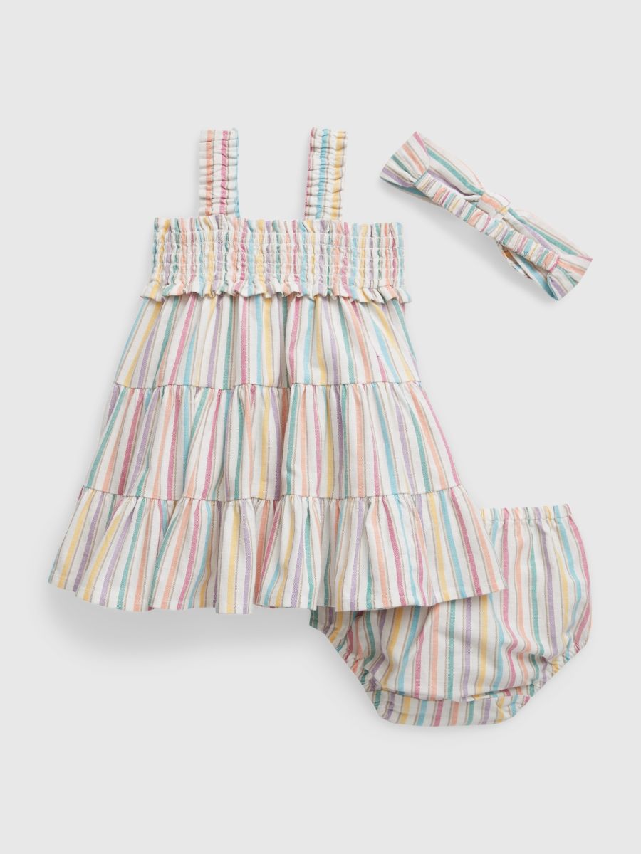 Multi Βρεφικό Ριγέ Smocked Φόρεμα Set