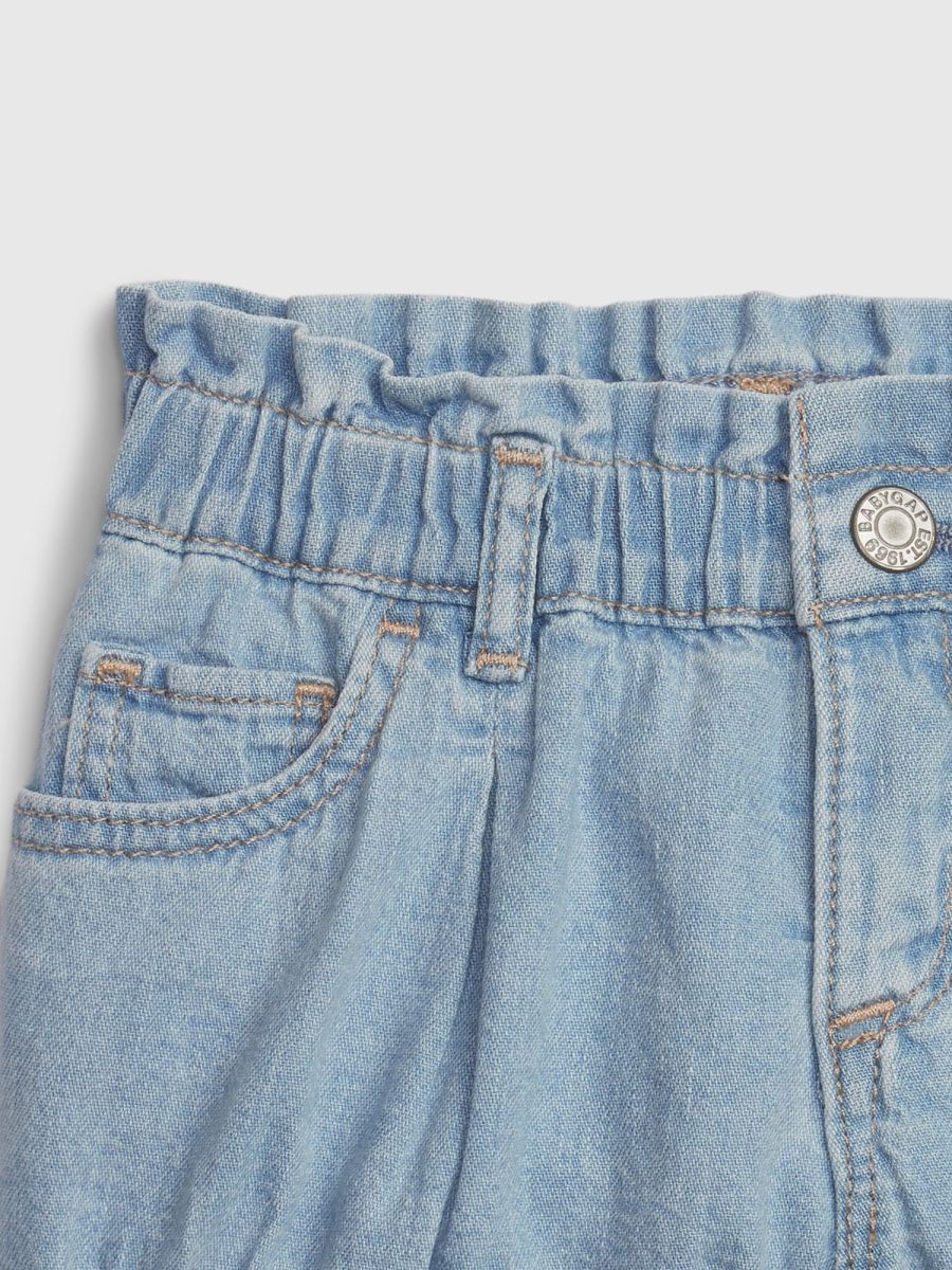 Μπλε Βρεφικό 100% Οργανικό Βαμβάκι Bubble Denim Σορτς με Washwell
