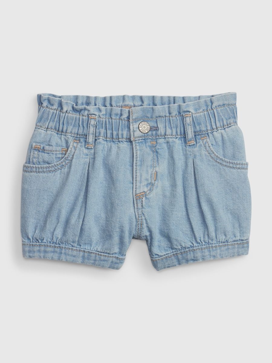 Μπλε Βρεφικό 100% Οργανικό Βαμβάκι Bubble Denim Σορτς με Washwell