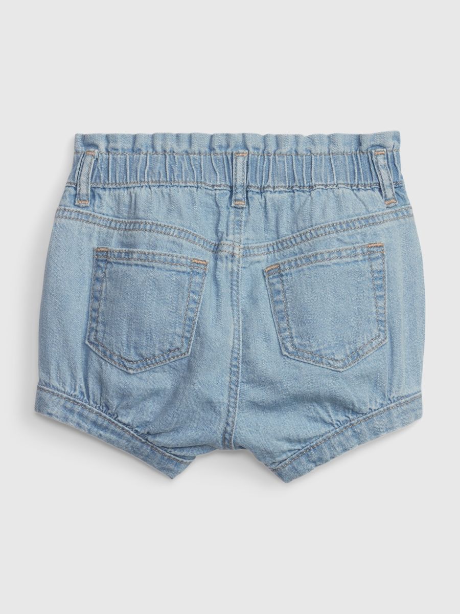 Μπλε Βρεφικό 100% Οργανικό Βαμβάκι Bubble Denim Σορτς με Washwell