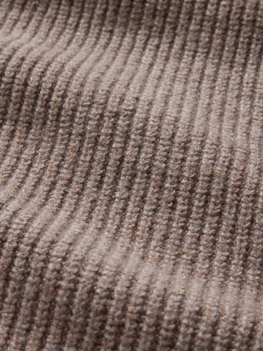 Μπεζ CashSoft Shaker-Stitch Πουλόβερ