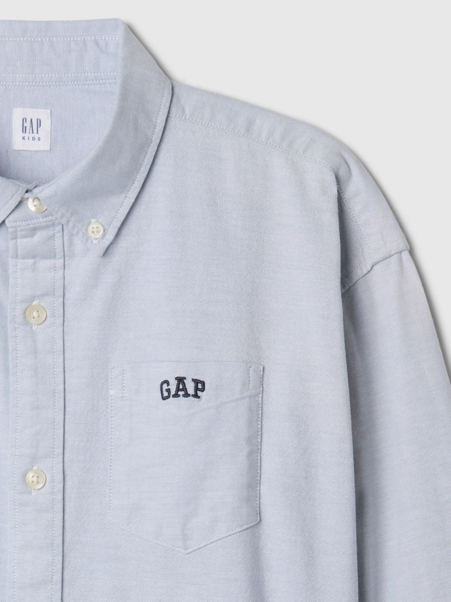 Γκρι Παιδικό Mini Logo Oxford Πουκάμισο