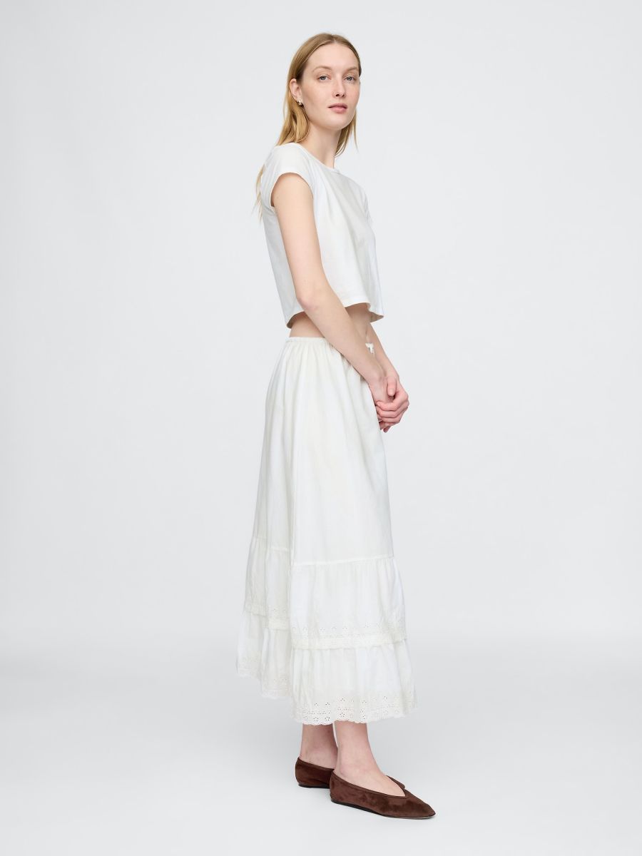 Easy Tiered Eyelet Μάξι Φούστα