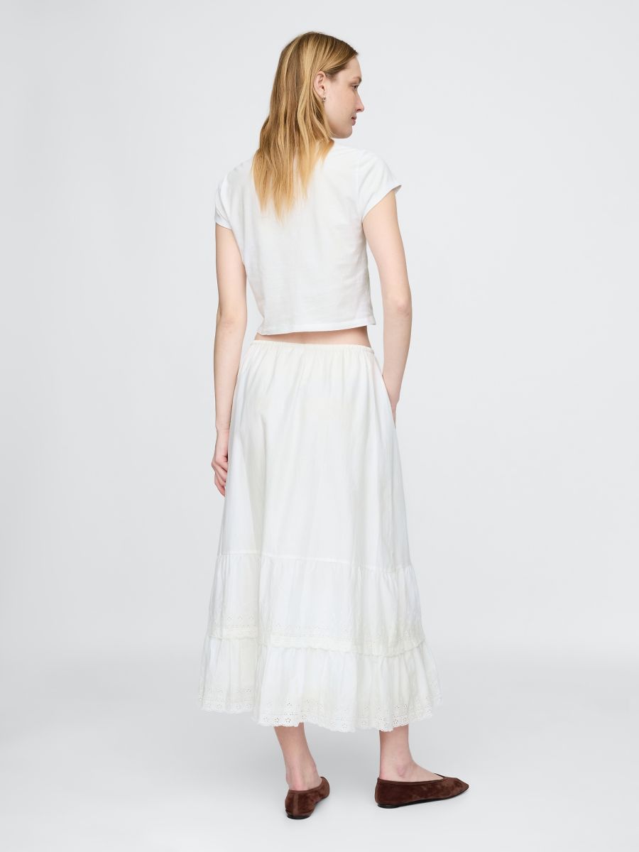 Easy Tiered Eyelet Μάξι Φούστα