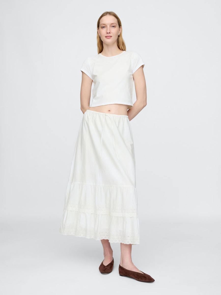 Easy Tiered Eyelet Μάξι Φούστα