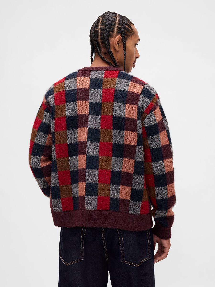 Fuzzy Relaxed Crewneck Cardigan Πουλόβερ