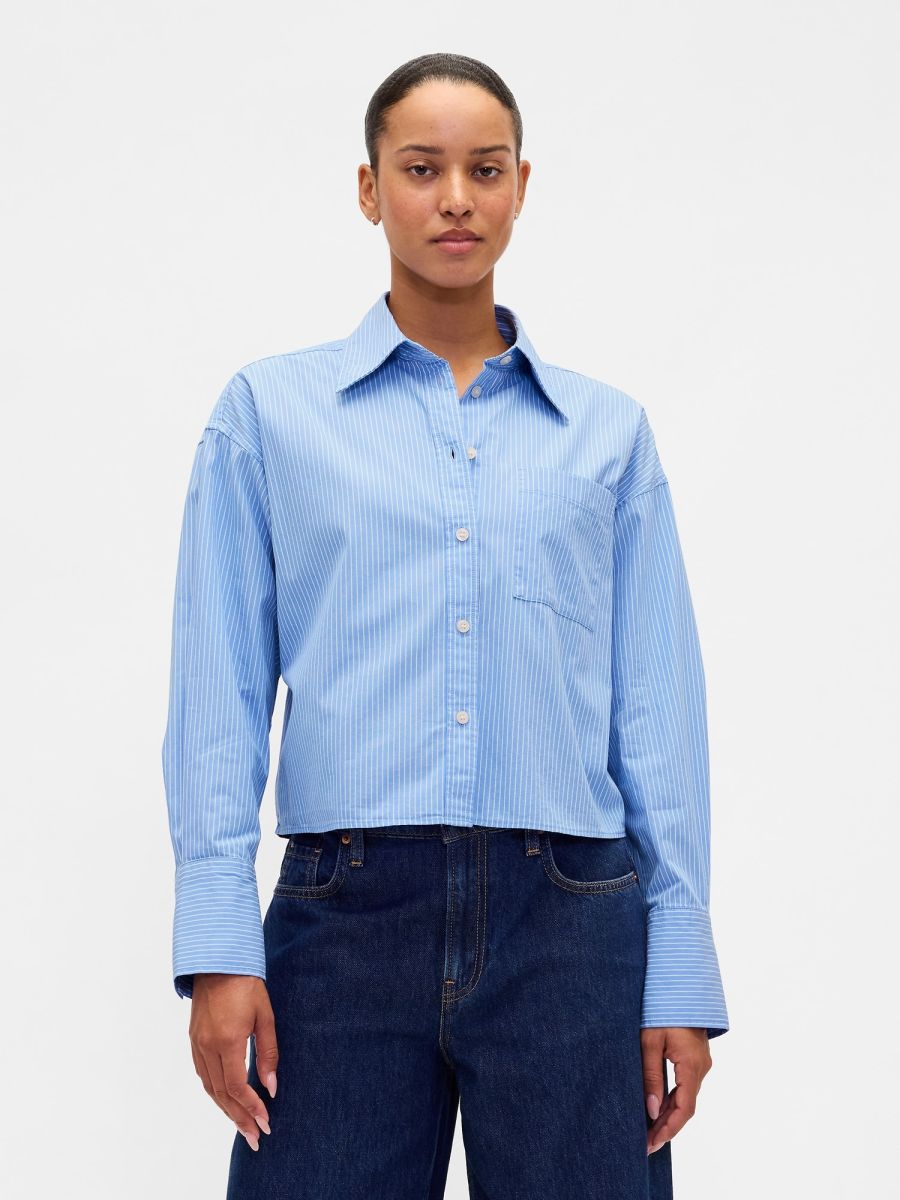 Organic Cotton Straight-Hem Crop Shirt