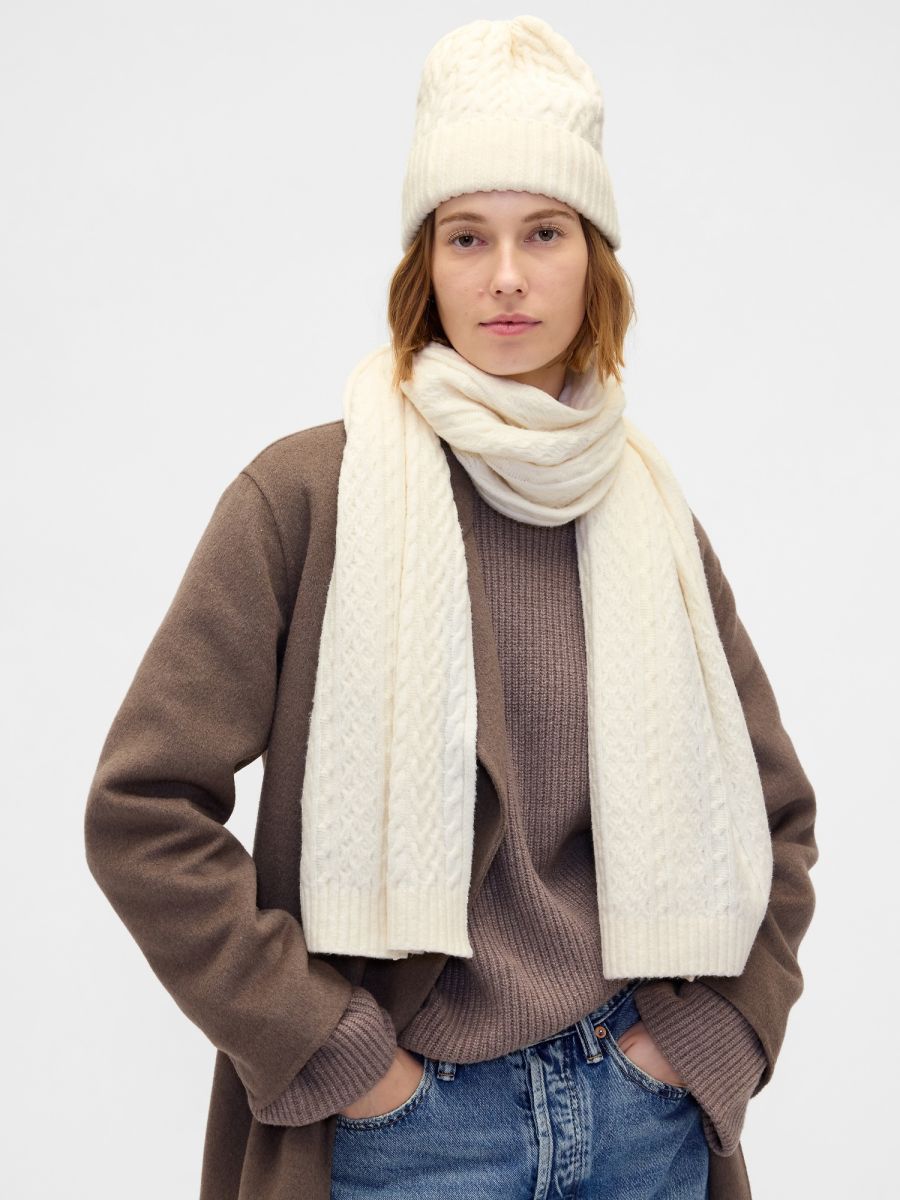 CashSoft Cable-Knit Κασκόλ