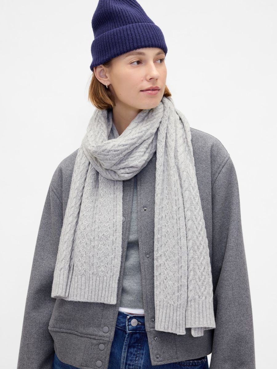 CashSoft Cable-Knit Κασκόλ