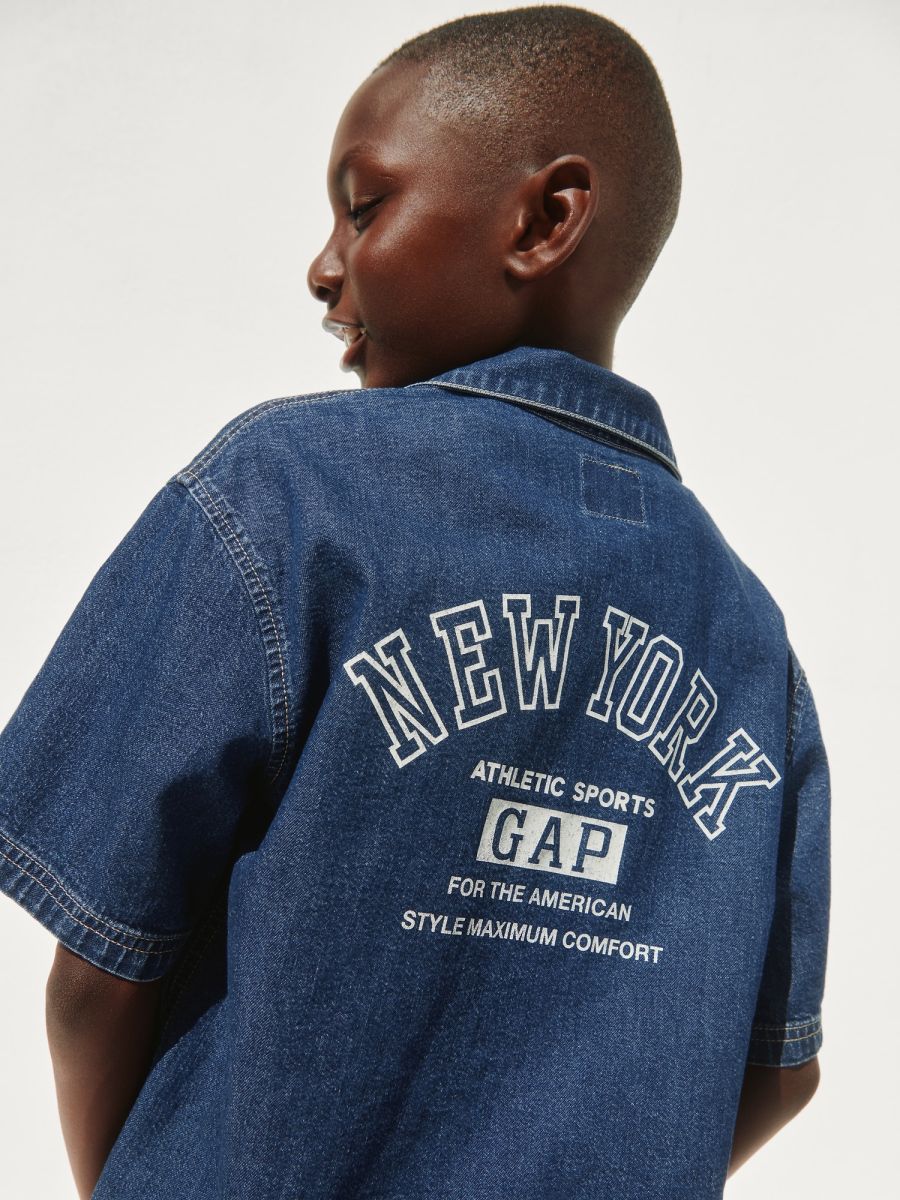 Kids Denim Relaxed New York Logo Shirt