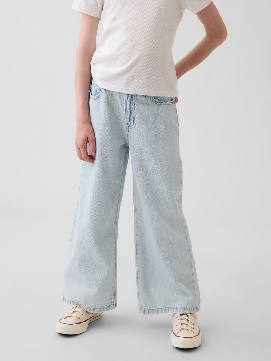 Kids High Rise Stride Wide-Leg Ankle Jeans
