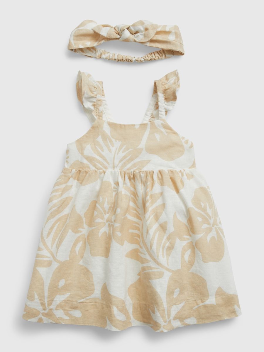 Βρεφικό Linen-Cotton Floral Φόρεμα Σετ-669788000