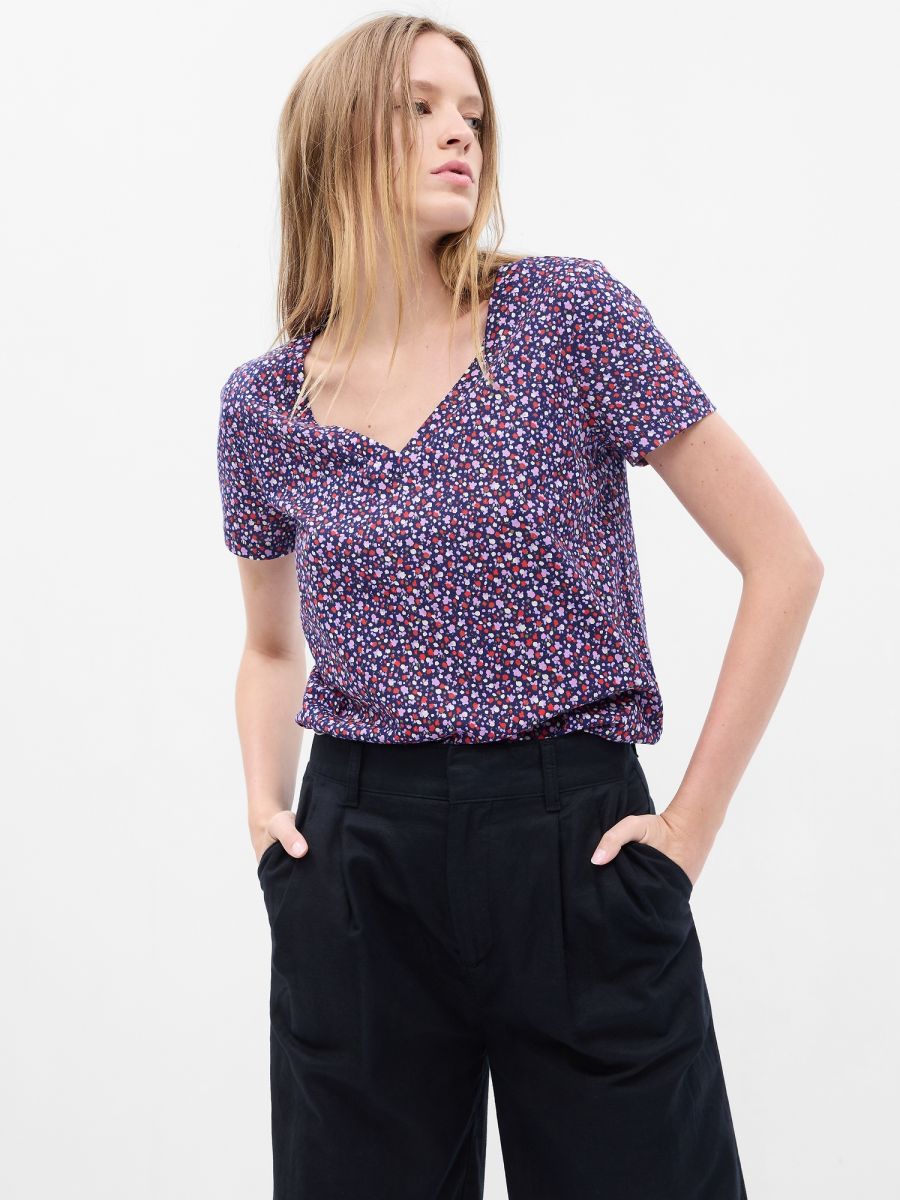 Organic Cotton Vintage V-Neck T-Shirt-740140063