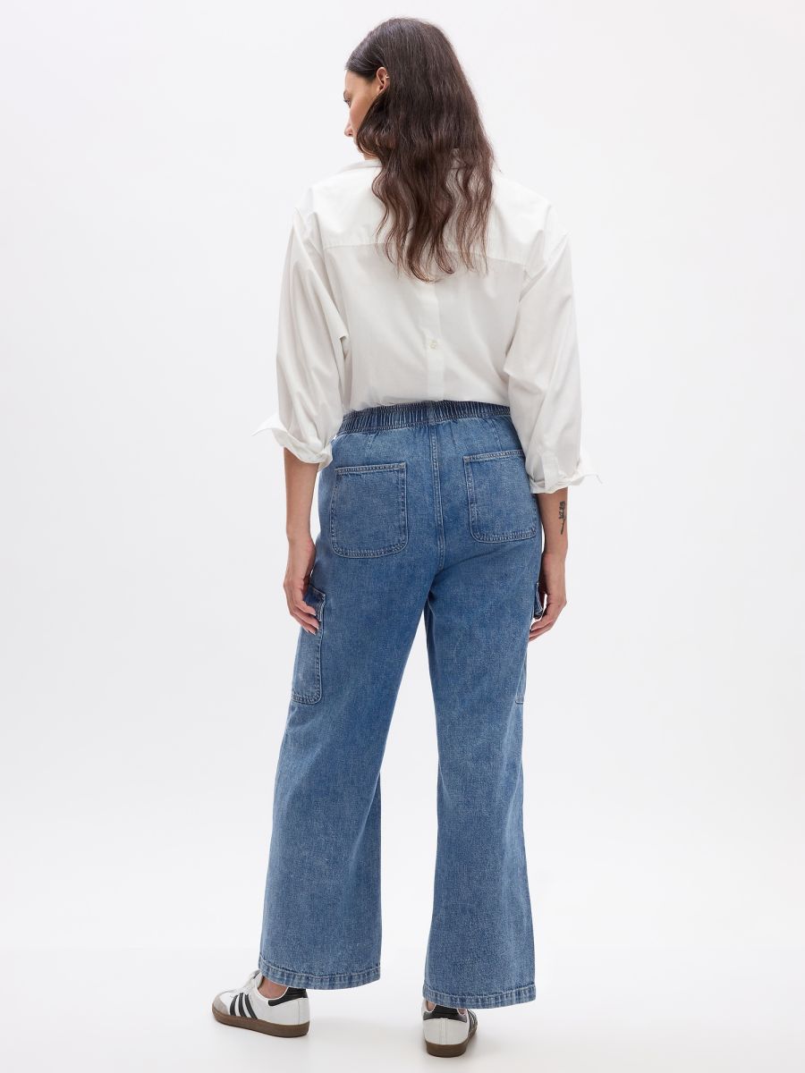 High Rise Wide-Leg Pull-On Jeans-870134000
