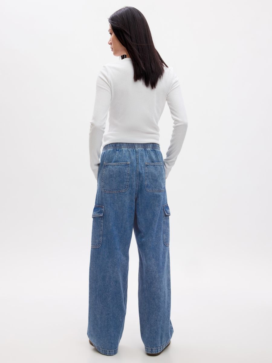 High Rise Wide-Leg Pull-On Jeans-870134000