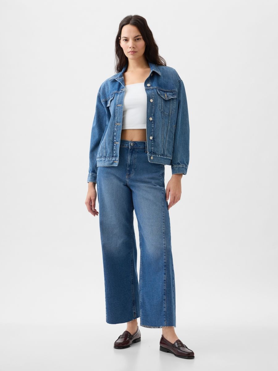 High Rise Stride Wide-Leg Ankle Jeans-871323000
