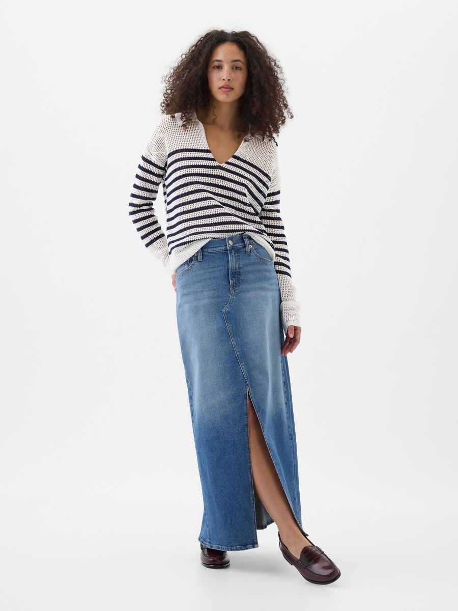 Μπλε Denim Maxi Φούστα με Washwell-878667000