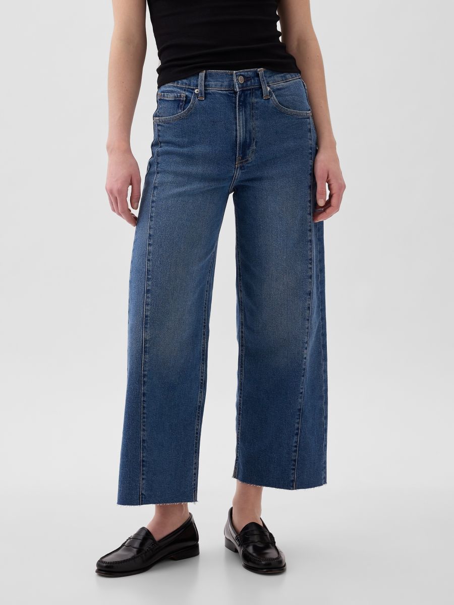 High Rise Stride Wide-Leg Ankle Jeans-871323000