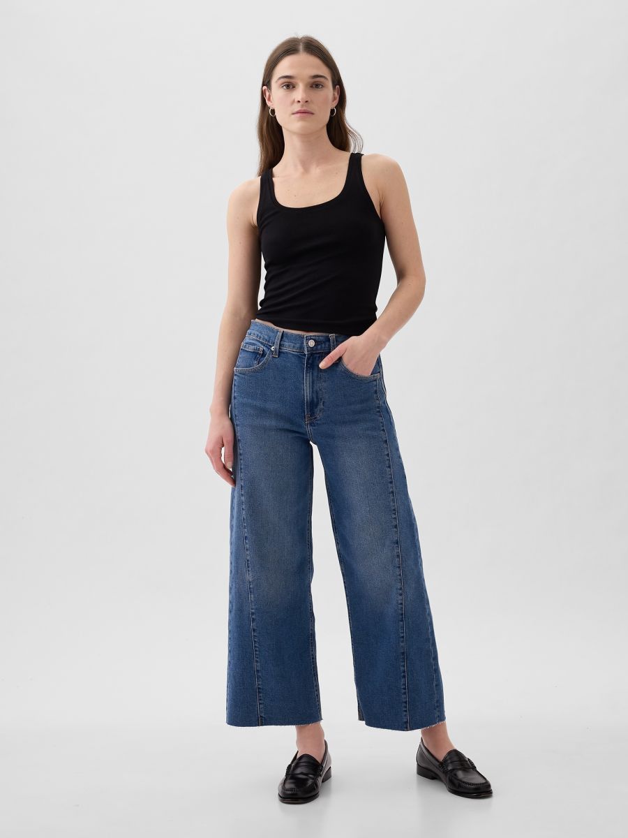 High Rise Stride Wide-Leg Ankle Jeans-871323000