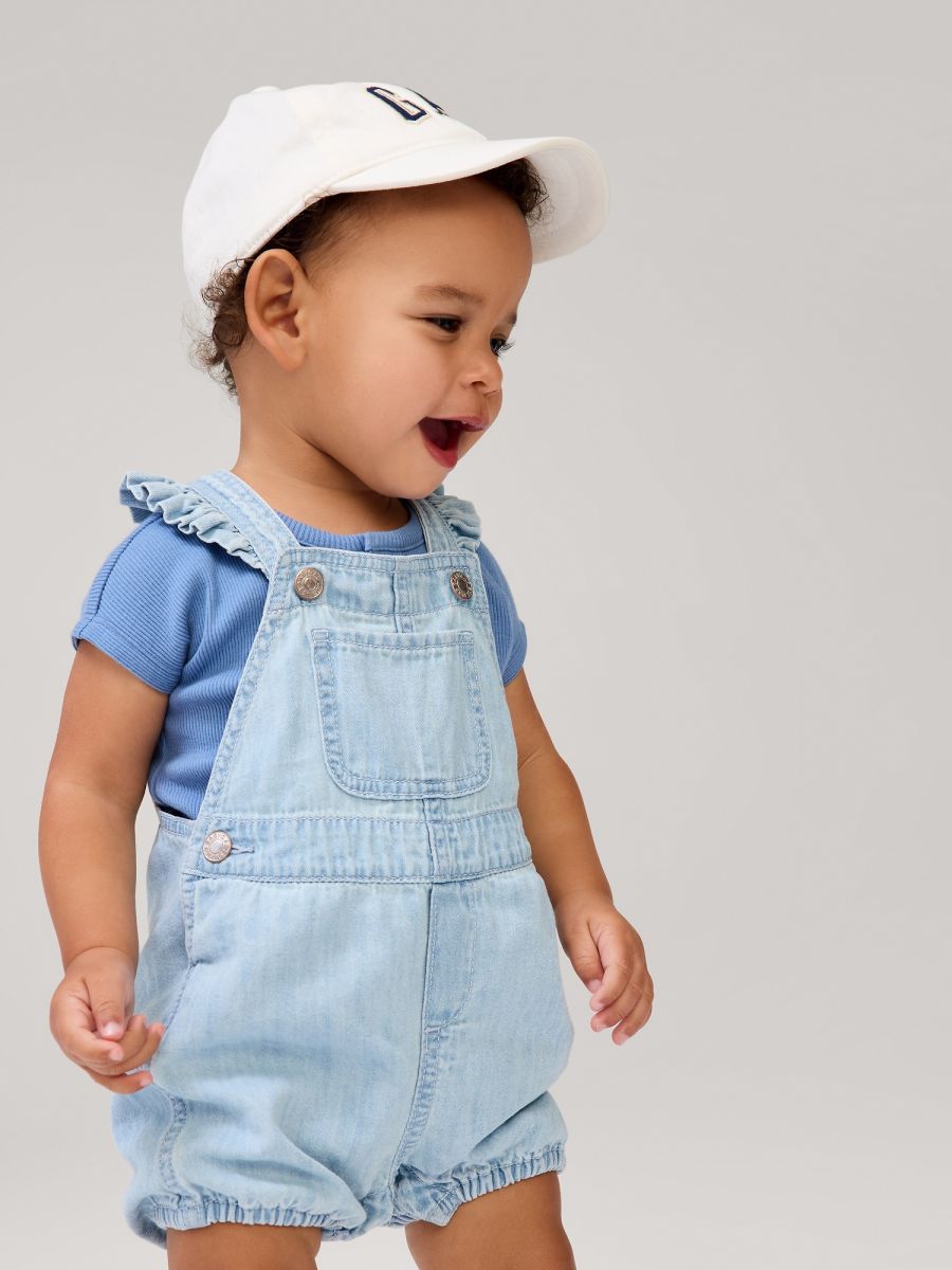 Μπλε Βρεφική Denim Shortall Σαλοπέτα με Washwell-878897000