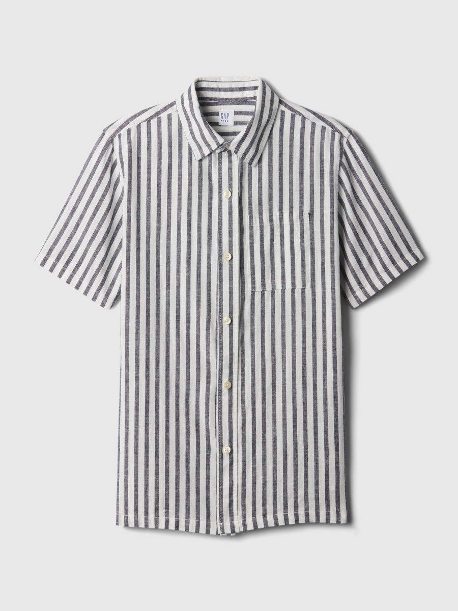 Μπλε Παιδικό Linen-Cotton Πουκάμισο-858546005