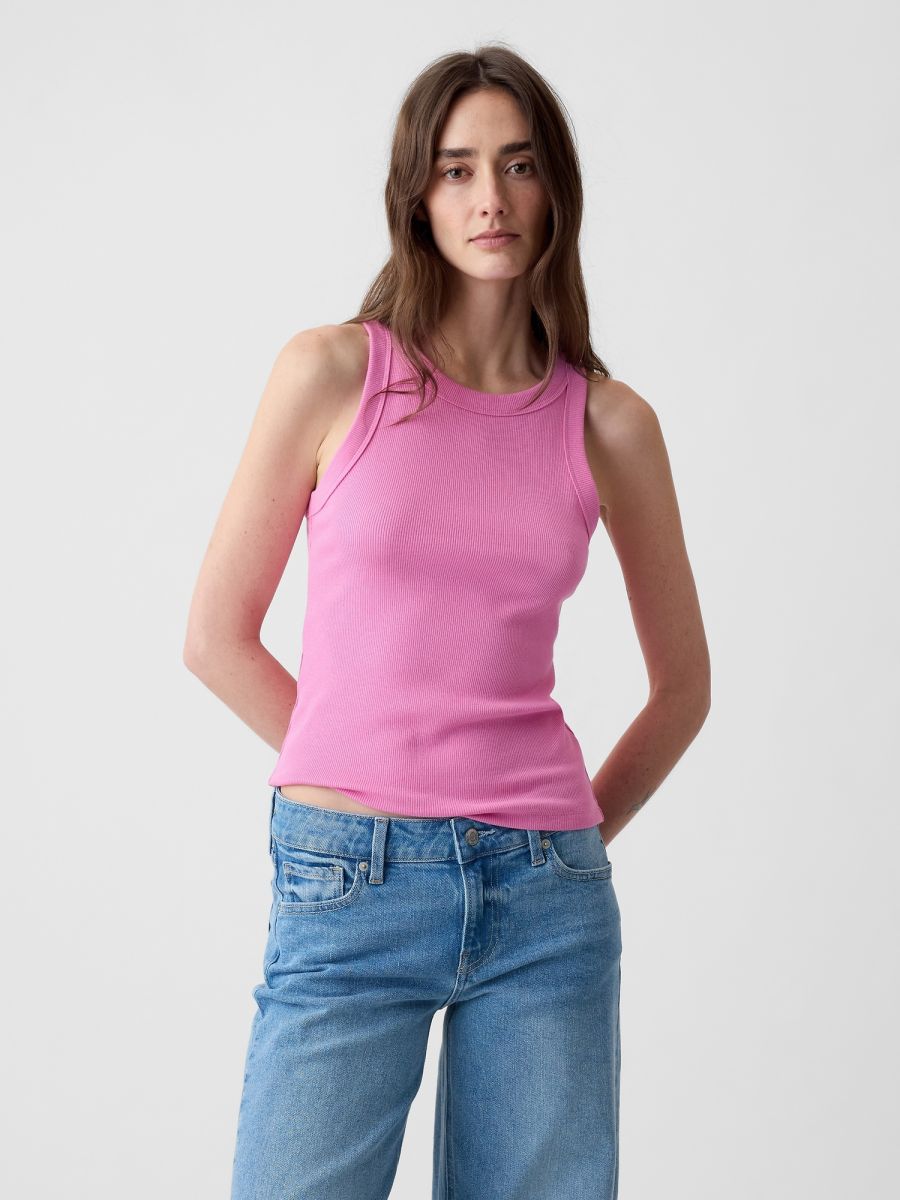 Modern Rib Halter Tank Top-878220007
