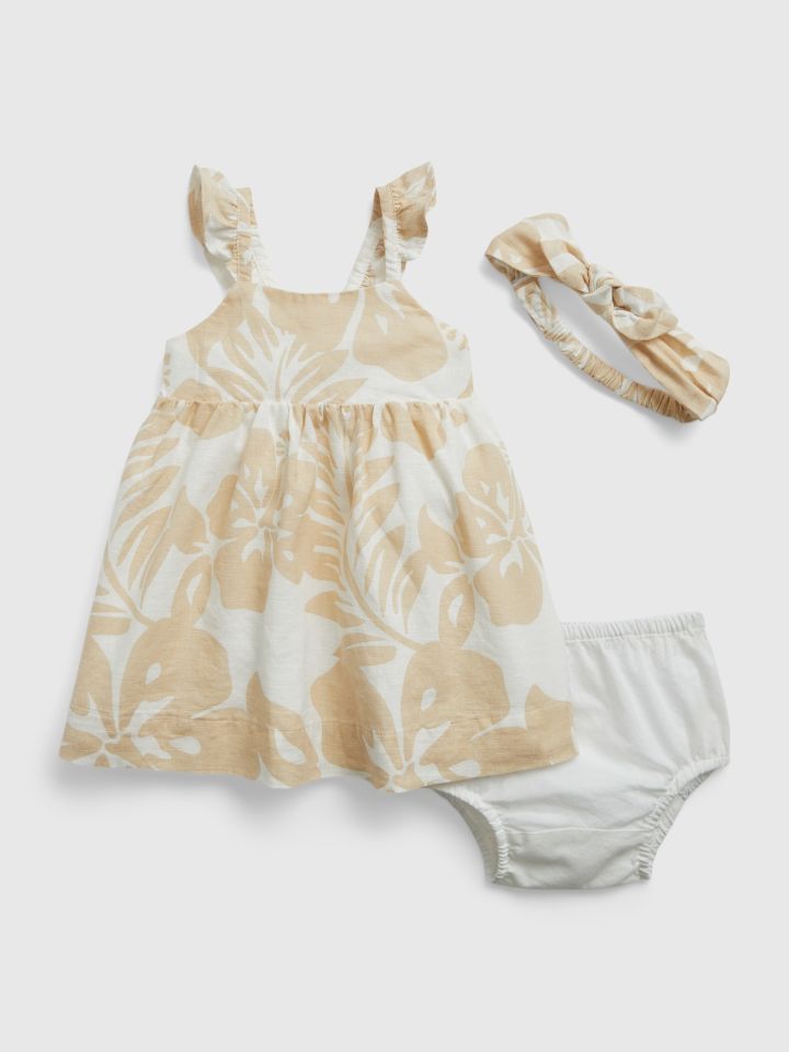 Βρεφικό Linen-Cotton Floral Φόρεμα Σετ-669788000