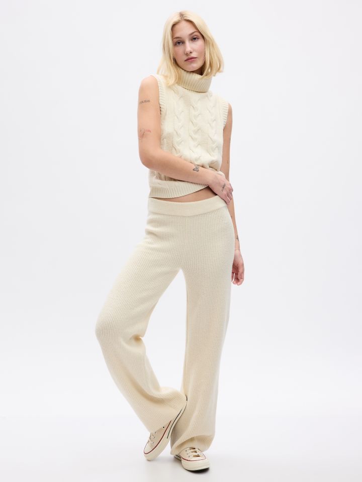 CashSoft Shaker-Stitch Sweater Pants-816705002
