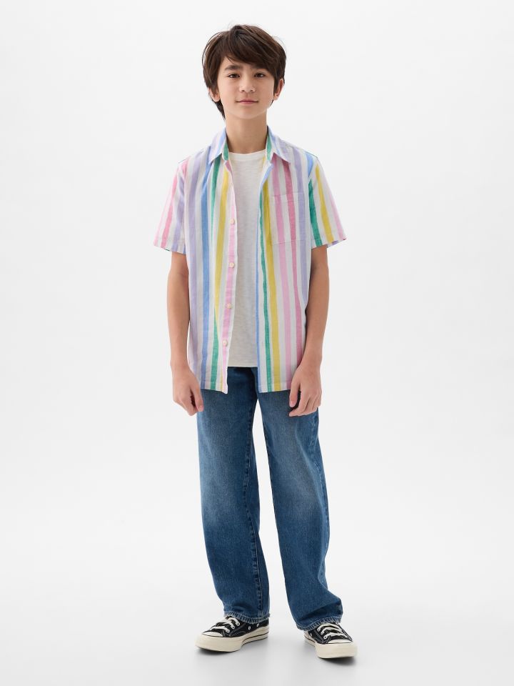 Multi Παιδικό Linen-Cotton Πουκάμισο-858546001