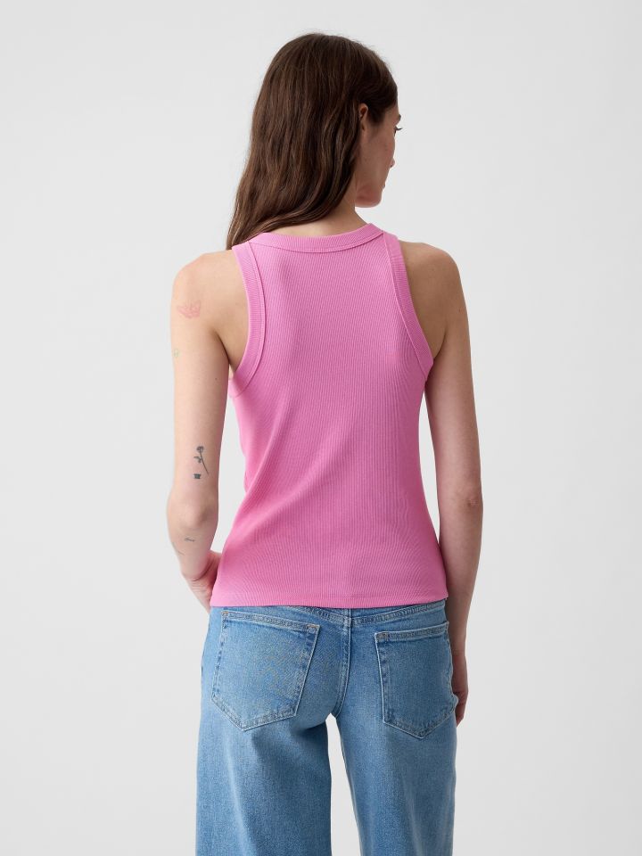 Ροζ Modern Rib Halter Αμάνικο Τοπ-878220007